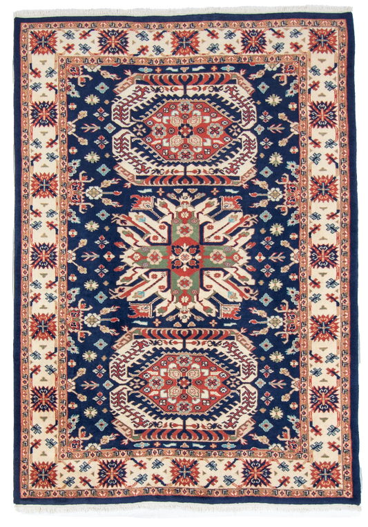 W 6.3 L 8.11 Kazak 100% Wool Hand-Woven Geometric Design - 24752