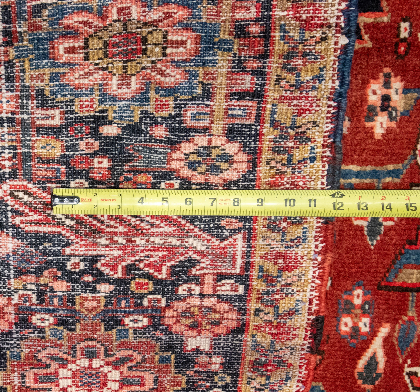 W 9.8 L 12.3 Heriz 100% Wool Hand-Woven Geometric Design - 24826