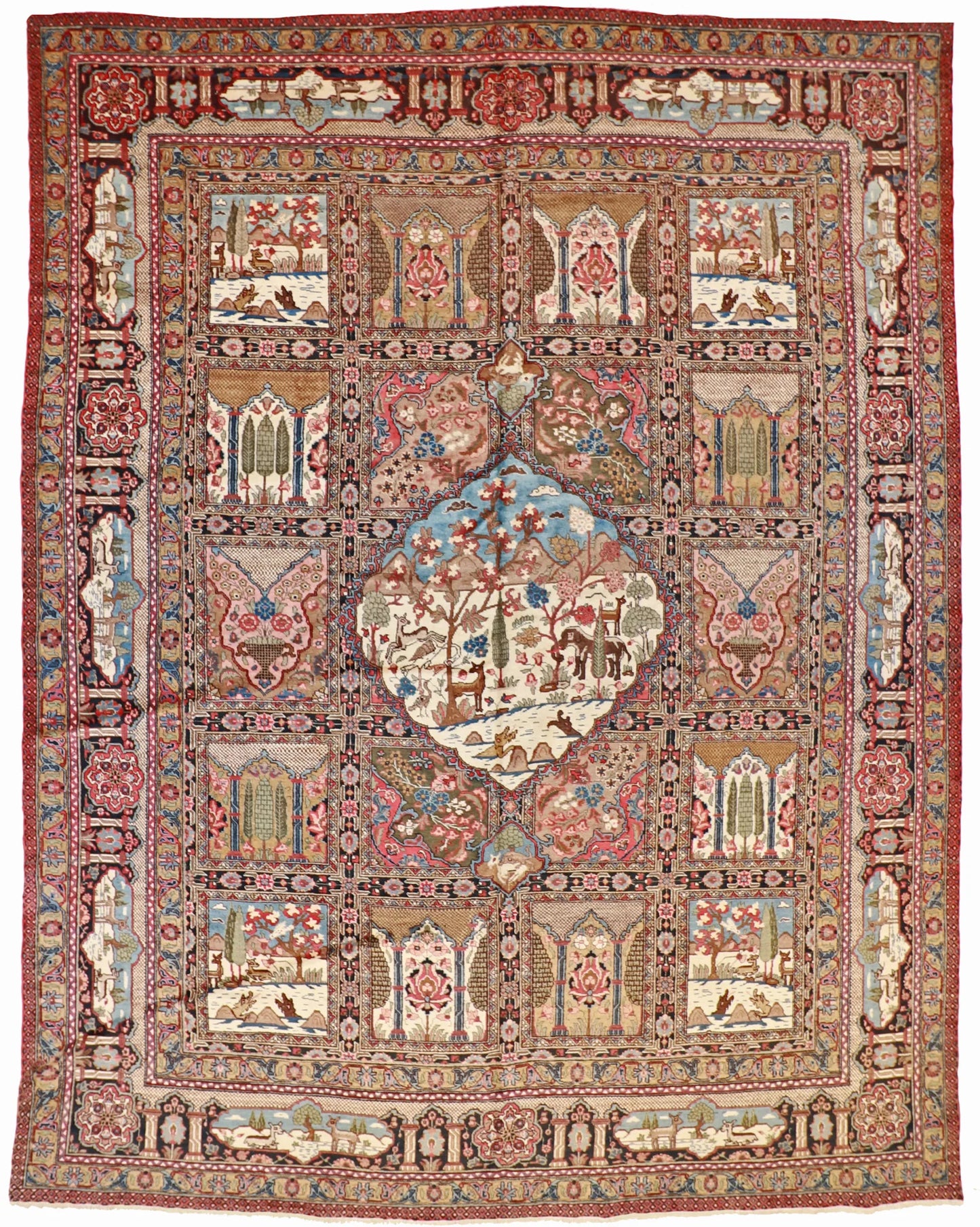 W 11.7 - L 15 - Tabriz Fine All Over Rectangle - Finest Hand-Knotted Quality Wool - 24856