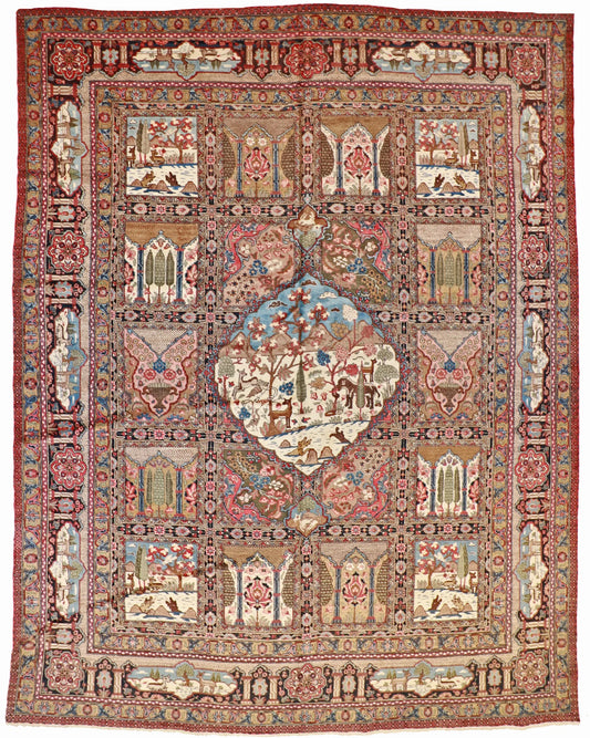 W 11.7 - L 15 - Tabriz Fine All Over Rectangle - Finest Hand-Knotted Quality Wool - 24856