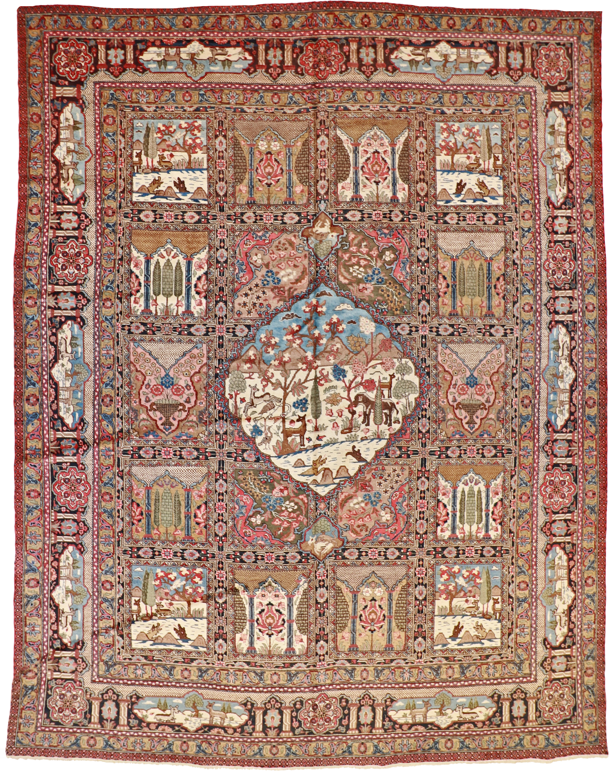 W 11.7 L 15 Tabriz 100% Wool Hand-Woven All-Over Design - 24856