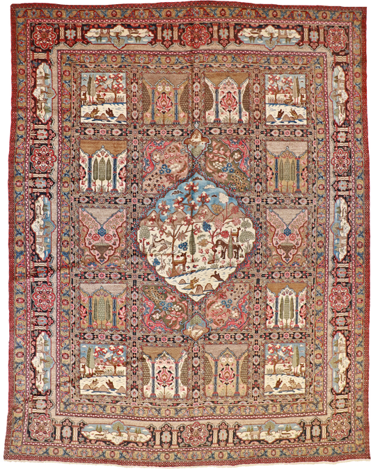 W 11.7 L 15 Tabriz 100% Wool Hand-Woven All-Over Design - 24856