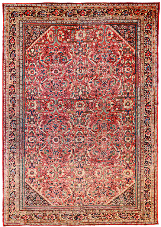 W 11.11 - L 16.11 - Sultan Abad Fine All Over Rectangle - Finest Hand-Knotted Quality Wool - 24857