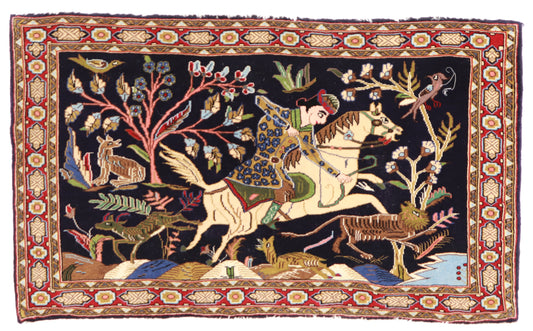 W 3.5 - L 2 - Kashan Fine Wool All Over Rectangle - Finest Hand-Made Quality Wool - 24895