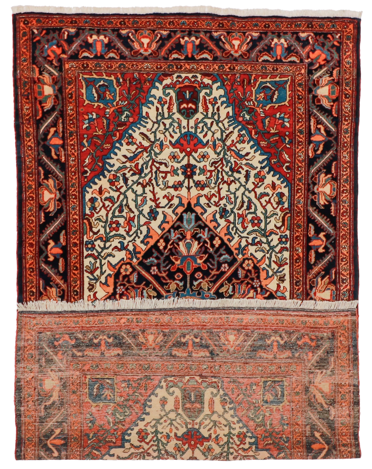 W 4 - L 7 - Frahan Fine/Wool Floral Rectangle - Finest Hand-Knotted Quality Wool - 24912