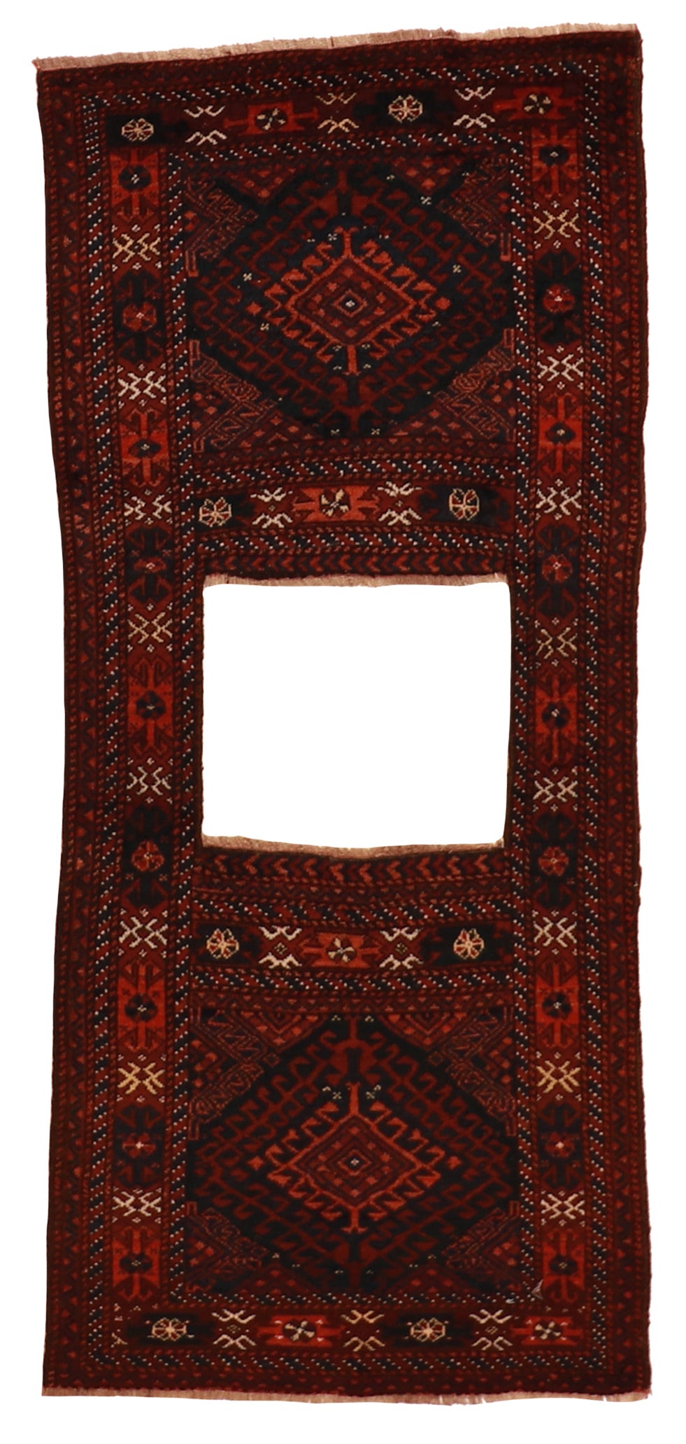 W 2.3 L 5.3 Baluch Antique 100% Wool Hand-Woven All-Over Design - 24958