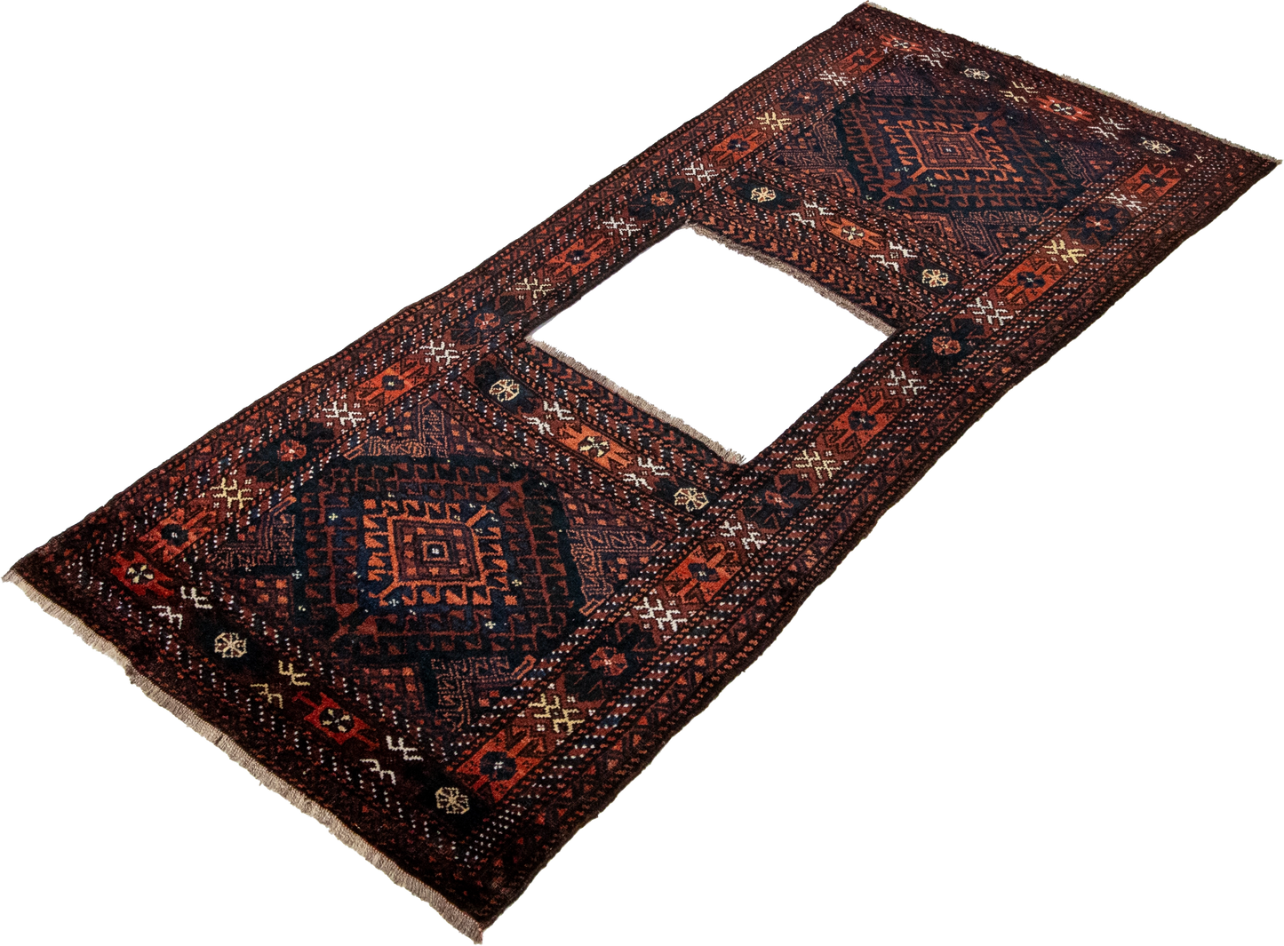 W 2.3 L 5.3 Baluch Antique 100% Wool Hand-Woven All-Over Design - 24958