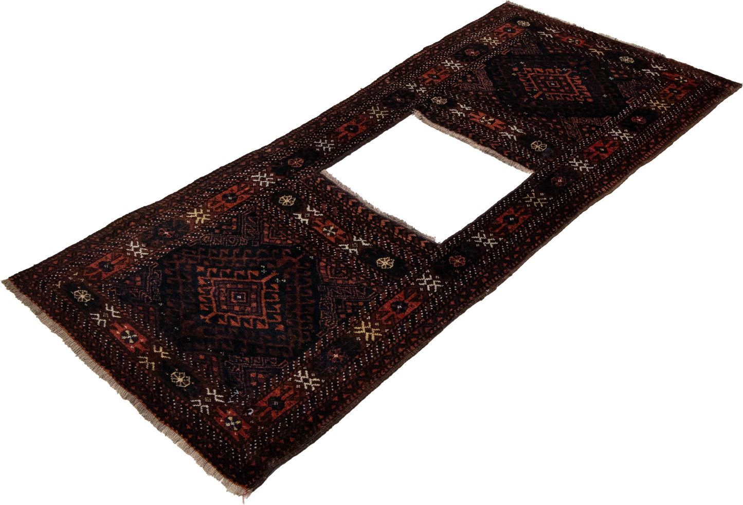 W 2.3 L 5.3 Baluch Antique 100% Wool Hand-Woven All-Over Design - 24958