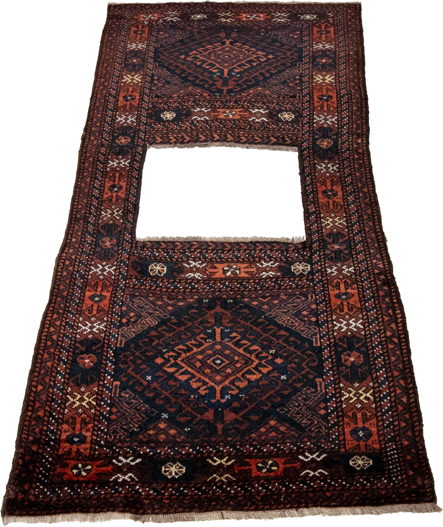 W 2.3 L 5.3 Baluch Antique 100% Wool Hand-Woven All-Over Design - 24958