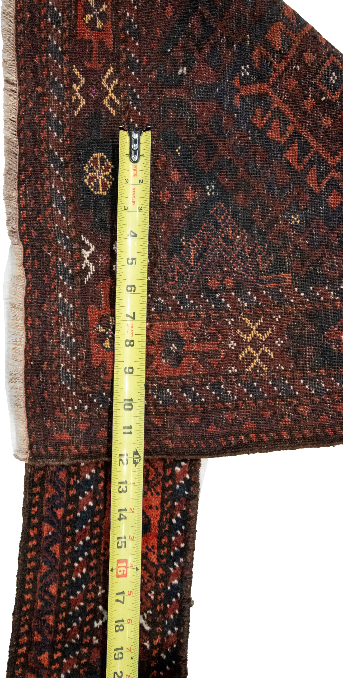 W 2.3 L 5.3 Baluch Antique 100% Wool Hand-Woven All-Over Design - 24958