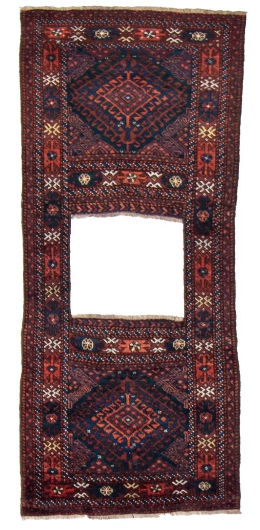 W 2.3 L 5.3 Baluch Antique 100% Wool Hand-Woven All-Over Design - 24958