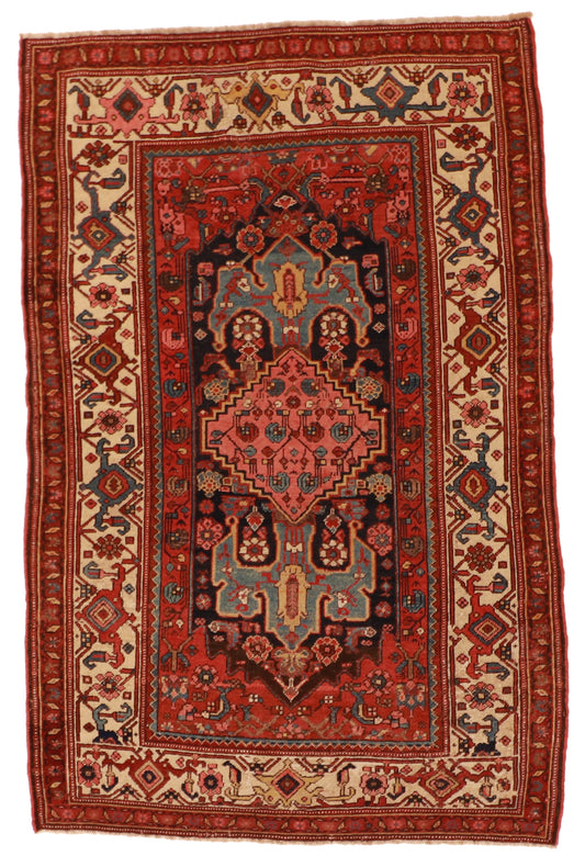 W 4.4 L 6.8 Bijar Antique 100% Wool Hand-Woven All-Over Design - 24999