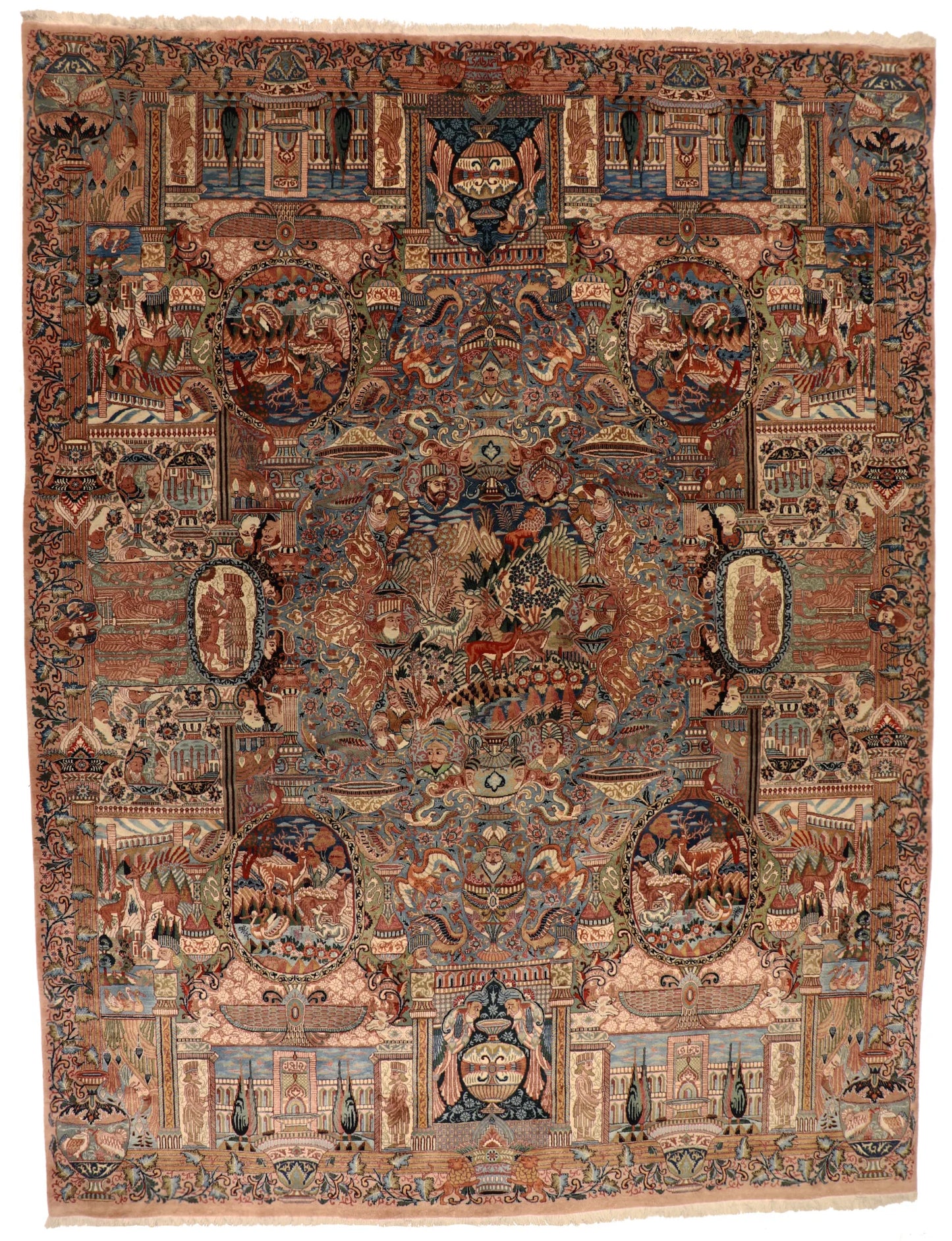 9.10 x 12.11 - Mashad Silk All Over Rectangle - Finest Hand-Knotted Quality Wool — 25009