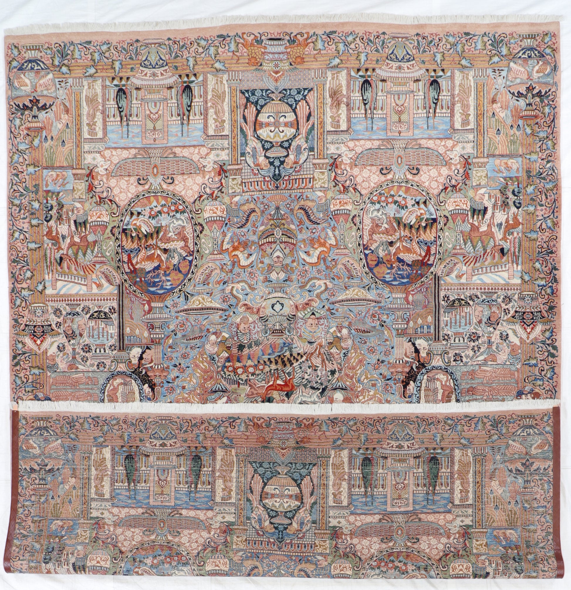 W 9.10 L 12.11 Mashad 100% Silk Hand-Woven All-Over Design - 25009