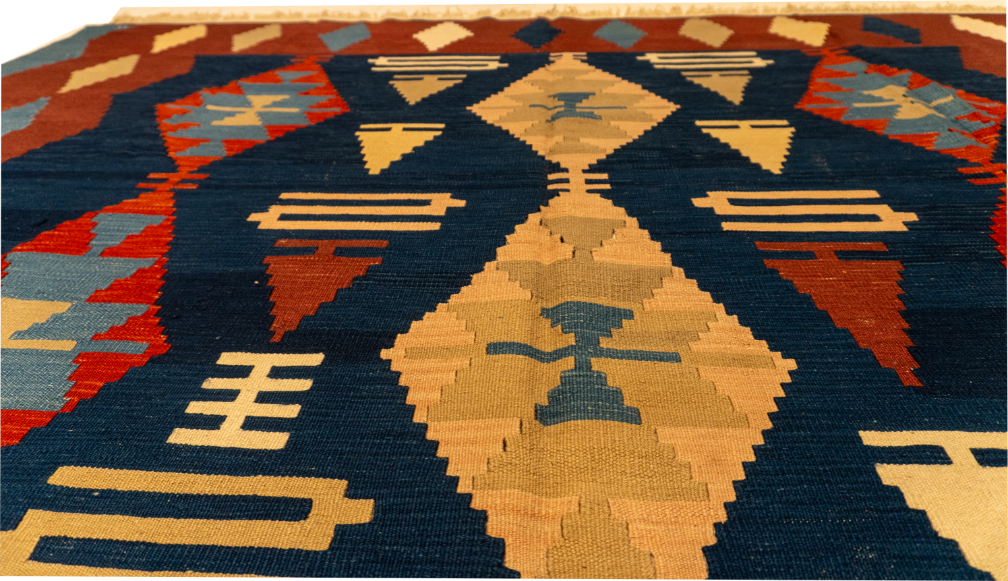 W 8.5 L 11.2 Kilim 100% Wool Hand-Woven Geometric Design - 25305