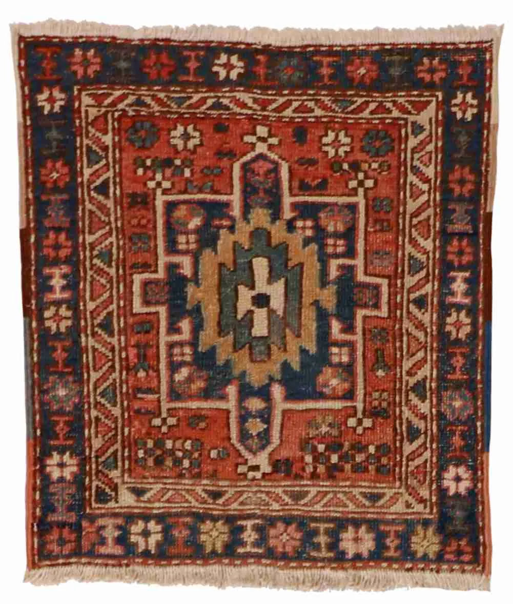 2.4 x 2.7 - Karajeh Wool Geometric Rectangle - Finest Hand-Knotted Quality Wool — 25307