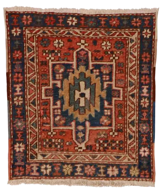 W 2.4 L 2.7 Karajeh Antique 100% Wool Hand-Woven All-Over Design - 25307