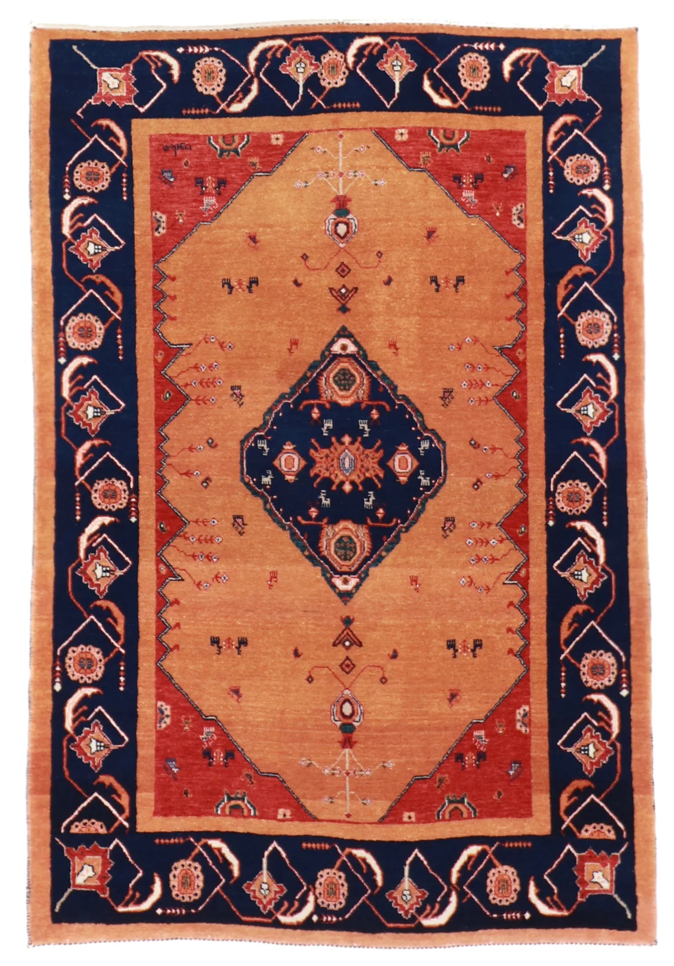 3.8 x 5.6 - Lori Baft Wool Floral Rectangle - Finest Hand-Knotted Quality Wool — 25465