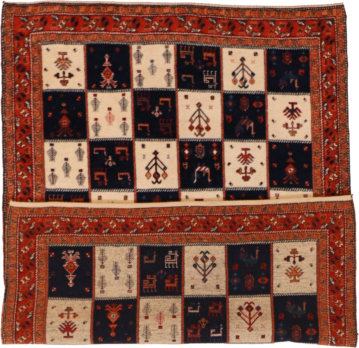 W 4 L 5.7 Lori Baft 100% Wool Hand-Woven All-Over Design - 25477