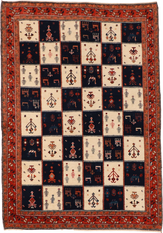 W 4 L 5.7 Lori Baft 100% Wool Hand-Woven All-Over Design - 25477