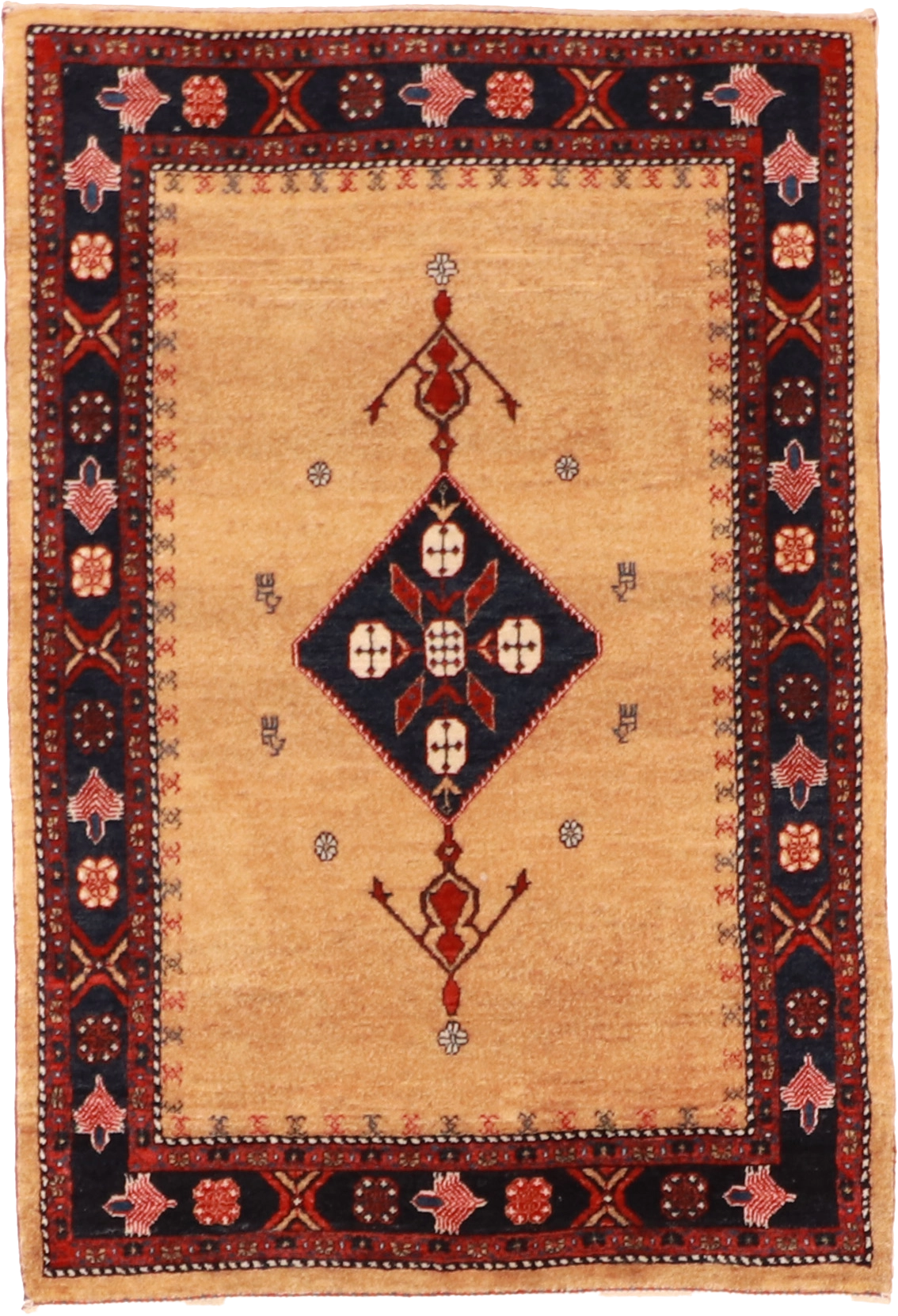 W 2.9 - L 4.1 - Lori Baft Wool Geometric Rectangle - Finest Hand-Knotted Quality Wool - 25538