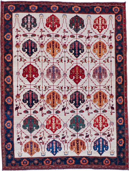 W 5.1 L 6.9 Loribaft 100% Wool Hand-Woven All-Over Design - 25658