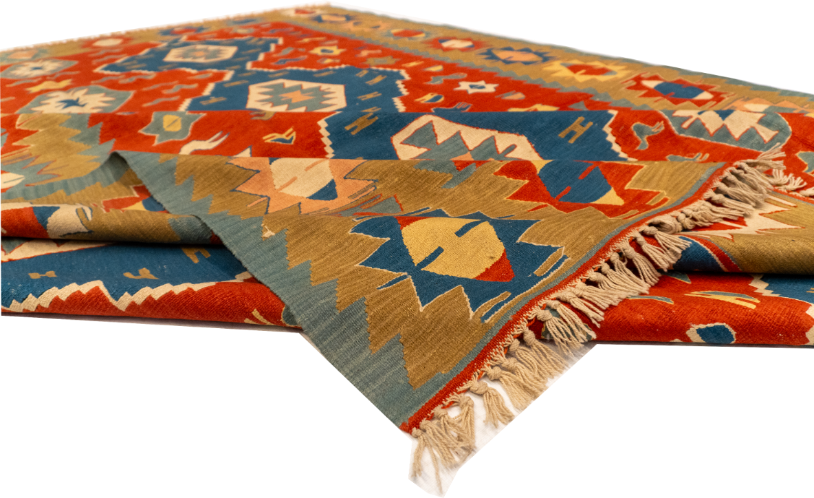 W 8.7 L 11.8 Kilim 100% Wool Hand-Woven All-Over Design - 26067