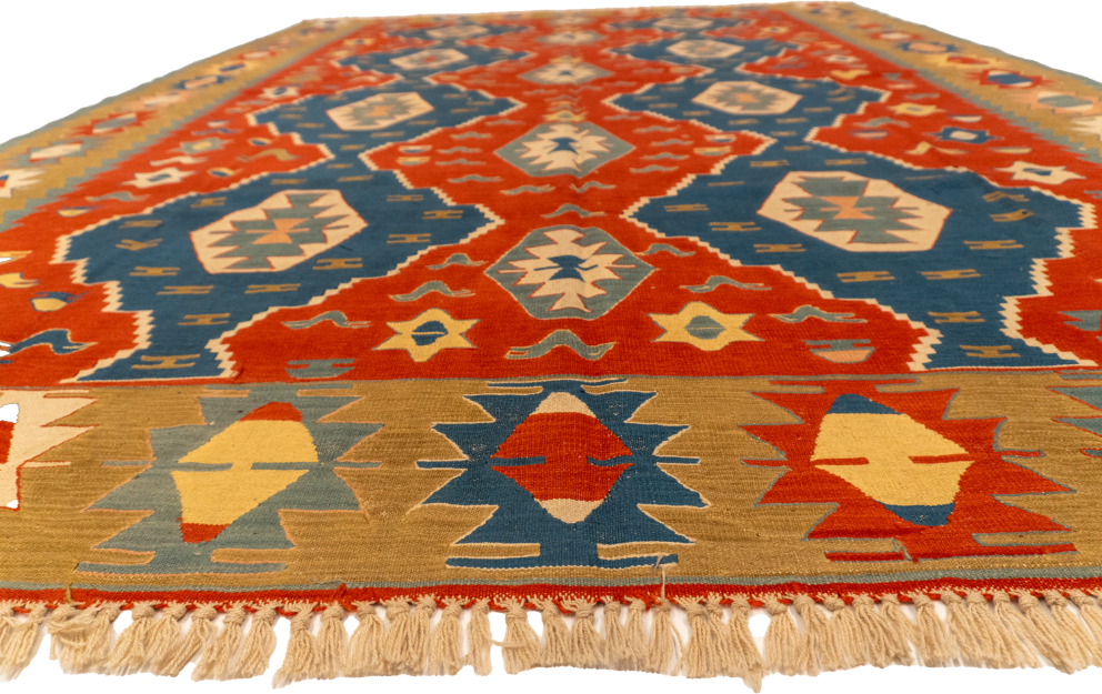 W 8.7 L 11.8 Kilim 100% Wool Hand-Woven All-Over Design - 26067