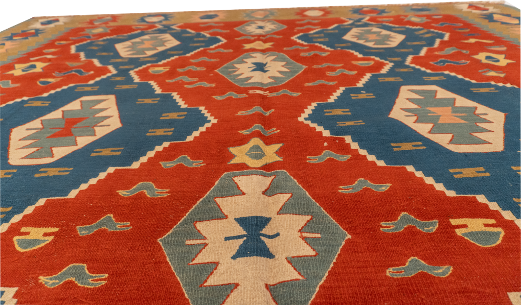 W 8.7 L 11.8 Kilim 100% Wool Hand-Woven All-Over Design - 26067