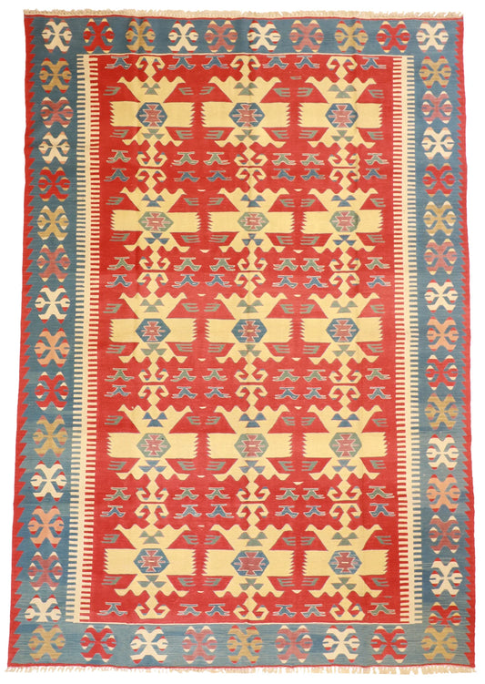 8.8 x 12.4 - Kilim Fine All Over Rectangle - Finest Hand-Knotted Quality Wool — 26069