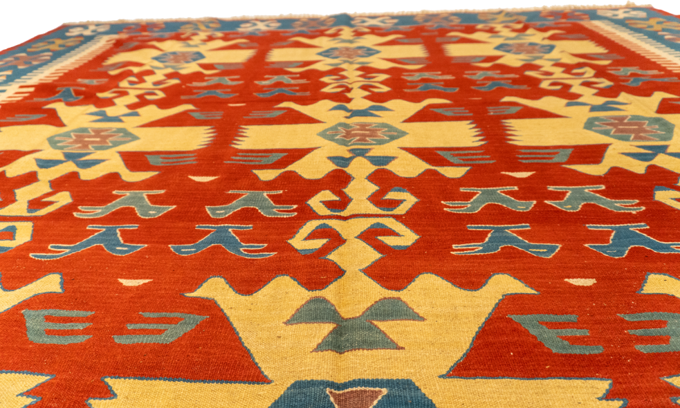 W 8.8 L 12.4 Kilim 100% Wool Hand-Woven All-Over Design - 26069