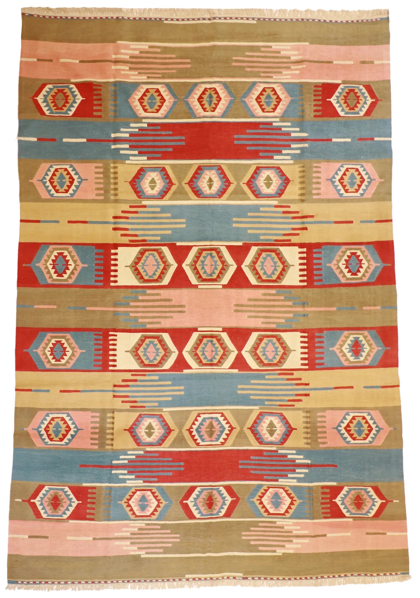 8.6 x 12.6 - Kilim Fine All Over Rectangle - Finest Hand-Made Quality Wool — 26079