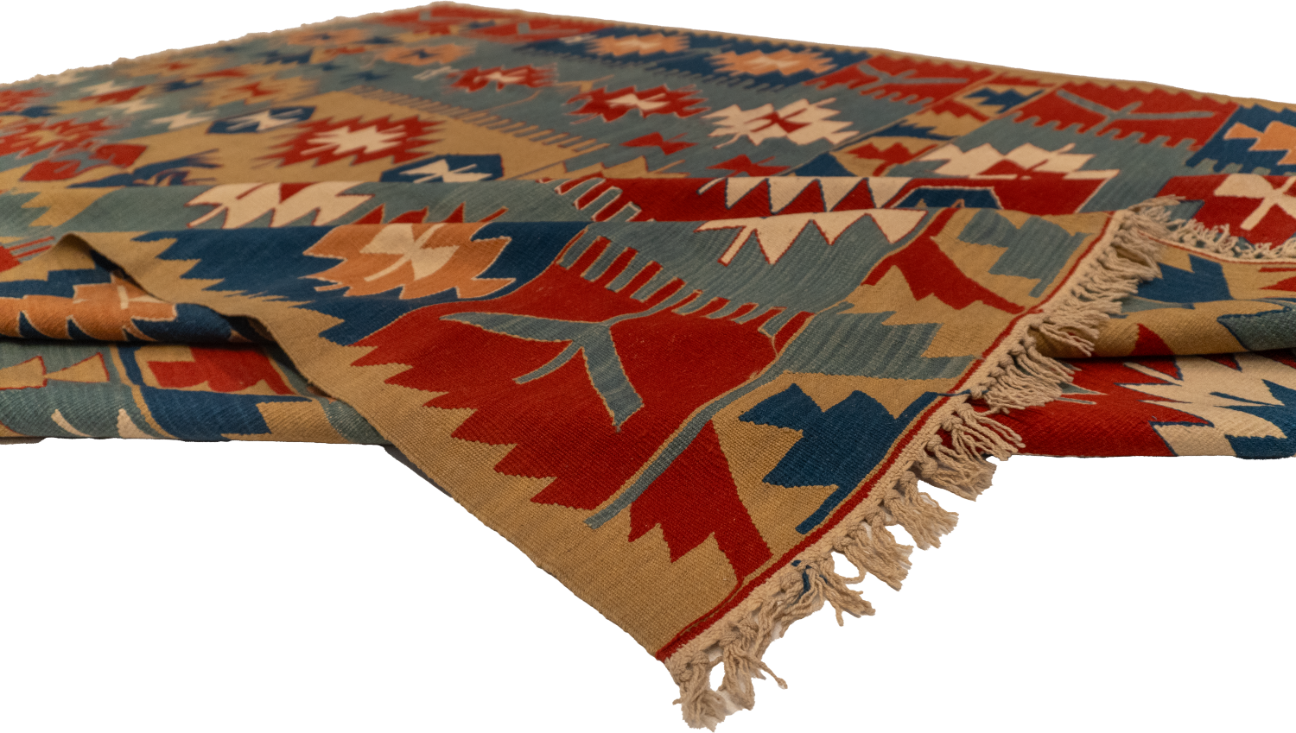 W 9 L 12.2 Kilim 100% Wool Hand-Woven All-Over Design - 26083