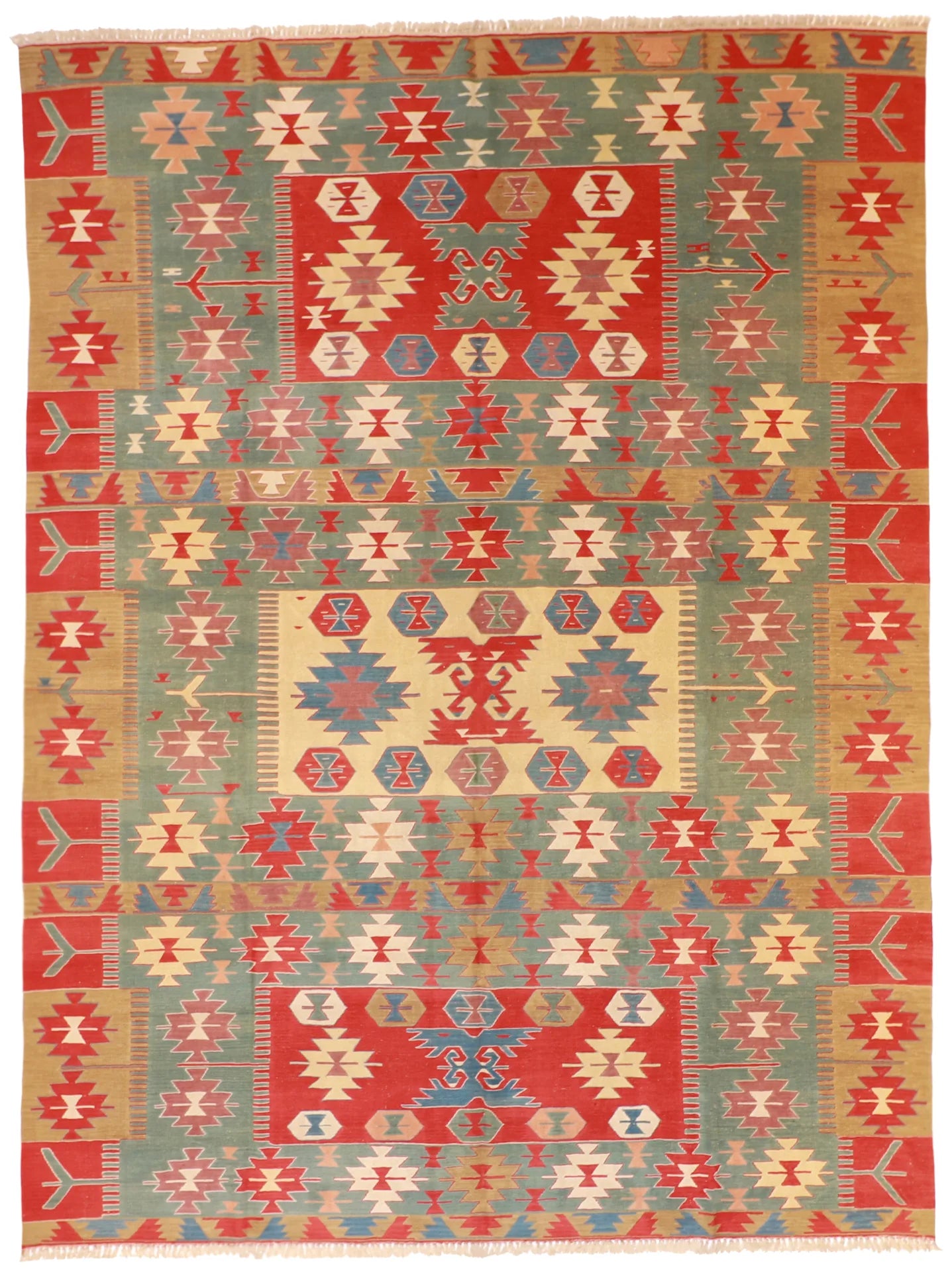 9.7 x 12.9 - Kilim Fine All Over Rectangle - Finest Hand-Knotted Quality Wool — 26094