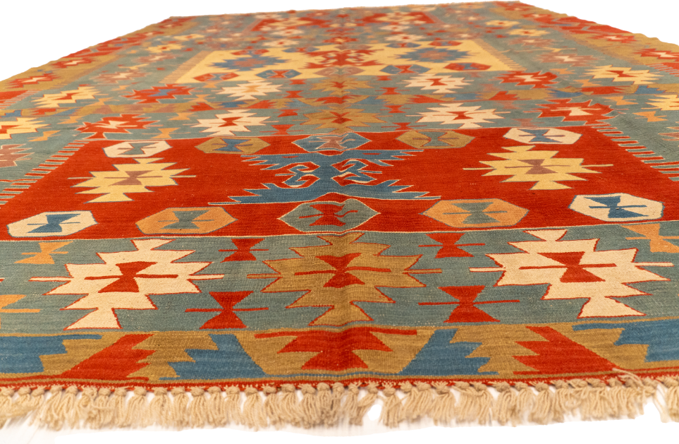 W 9.7 - L 12.9 - Kilim Fine All Over Rectangle - Finest Hand-Made Quality Wool - 26094