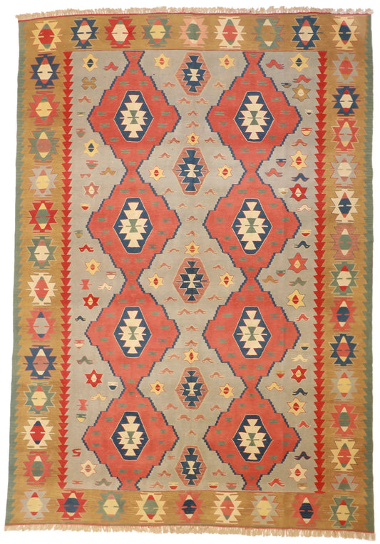 8.6 x 12.2 - Kilim Fine All Over Rectangle - Finest Hand-Knotted Quality Wool — 26096