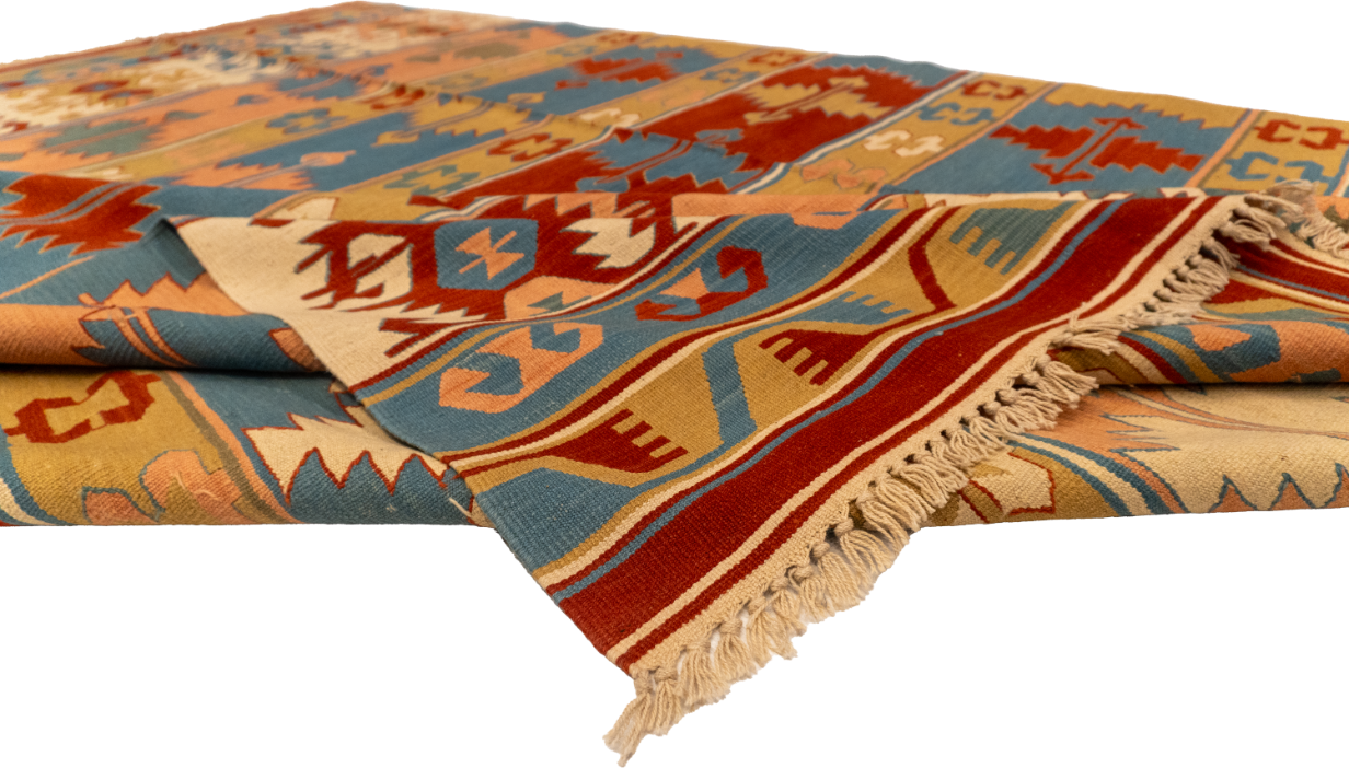 W 8.6 L 11.9 Kilim 100% Wool Hand-Woven All-Over Design - 26098