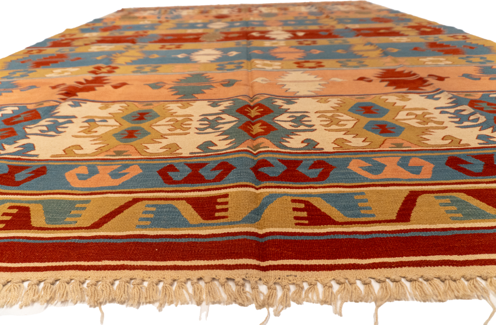 W 8.6 L 11.9 Kilim 100% Wool Hand-Woven All-Over Design - 26098