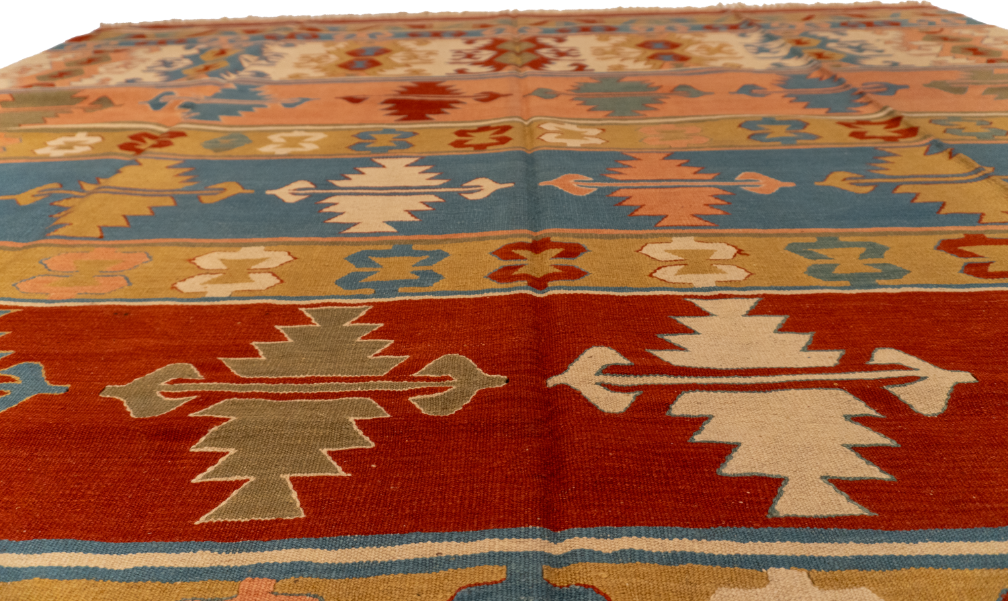 W 8.6 L 11.9 Kilim 100% Wool Hand-Woven All-Over Design - 26098