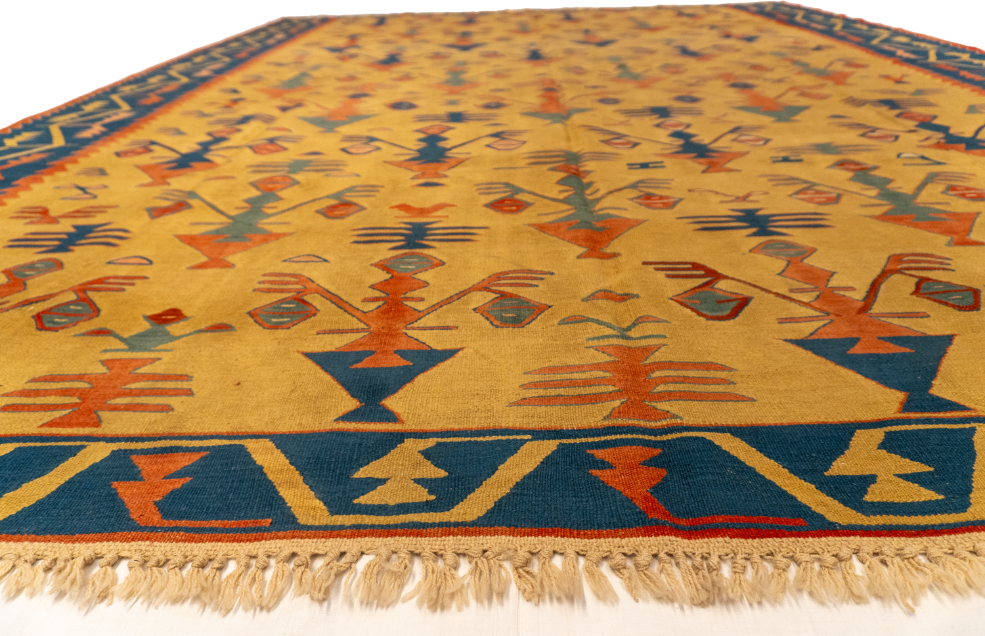 W 9.7 - L 12.6 - Kilim Fine All Over Rectangle - Finest Hand-Made Quality Wool - 26106