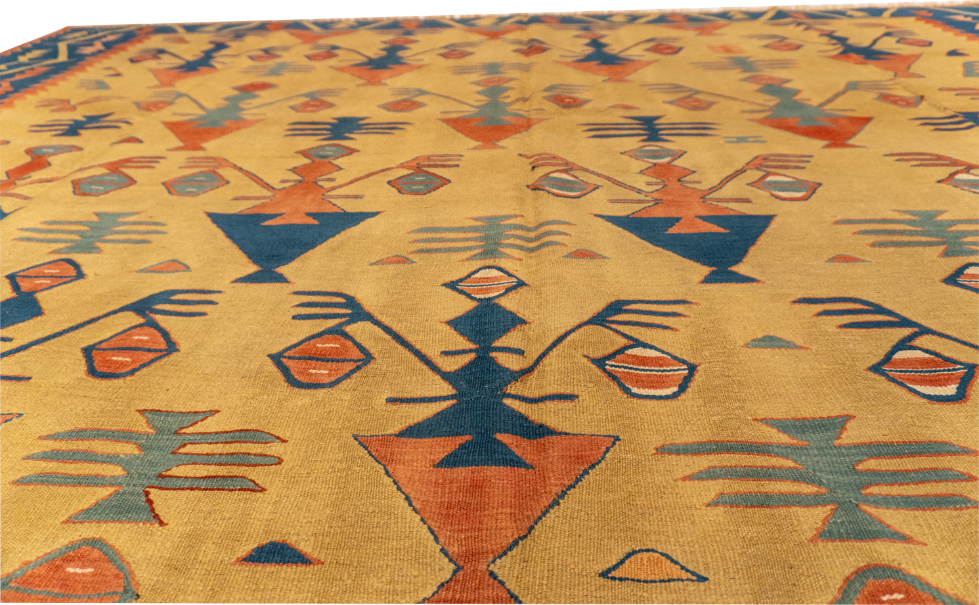 W 9.7 - L 12.6 - Kilim Fine All Over Rectangle - Finest Hand-Made Quality Wool - 26106