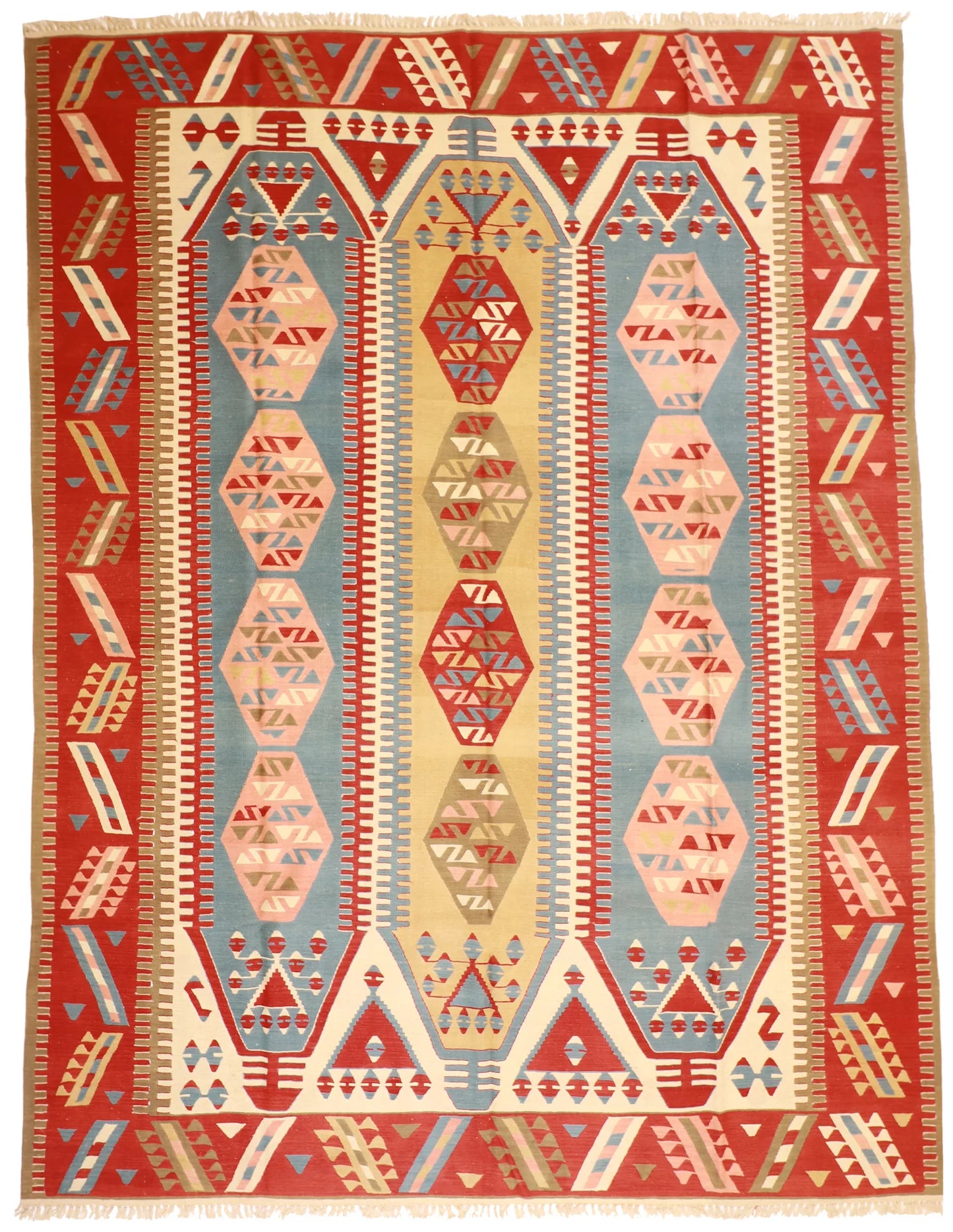 9.10 x 12.8 - Kilim Fine All Over Rectangle - Finest Hand-Knotted Quality Wool — 26107
