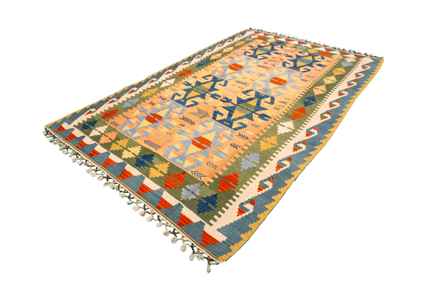 W 4.11 - L 7.7 - Kilim Fine All Over Rectangle - Finest Hand-Made Quality Wool - 26149