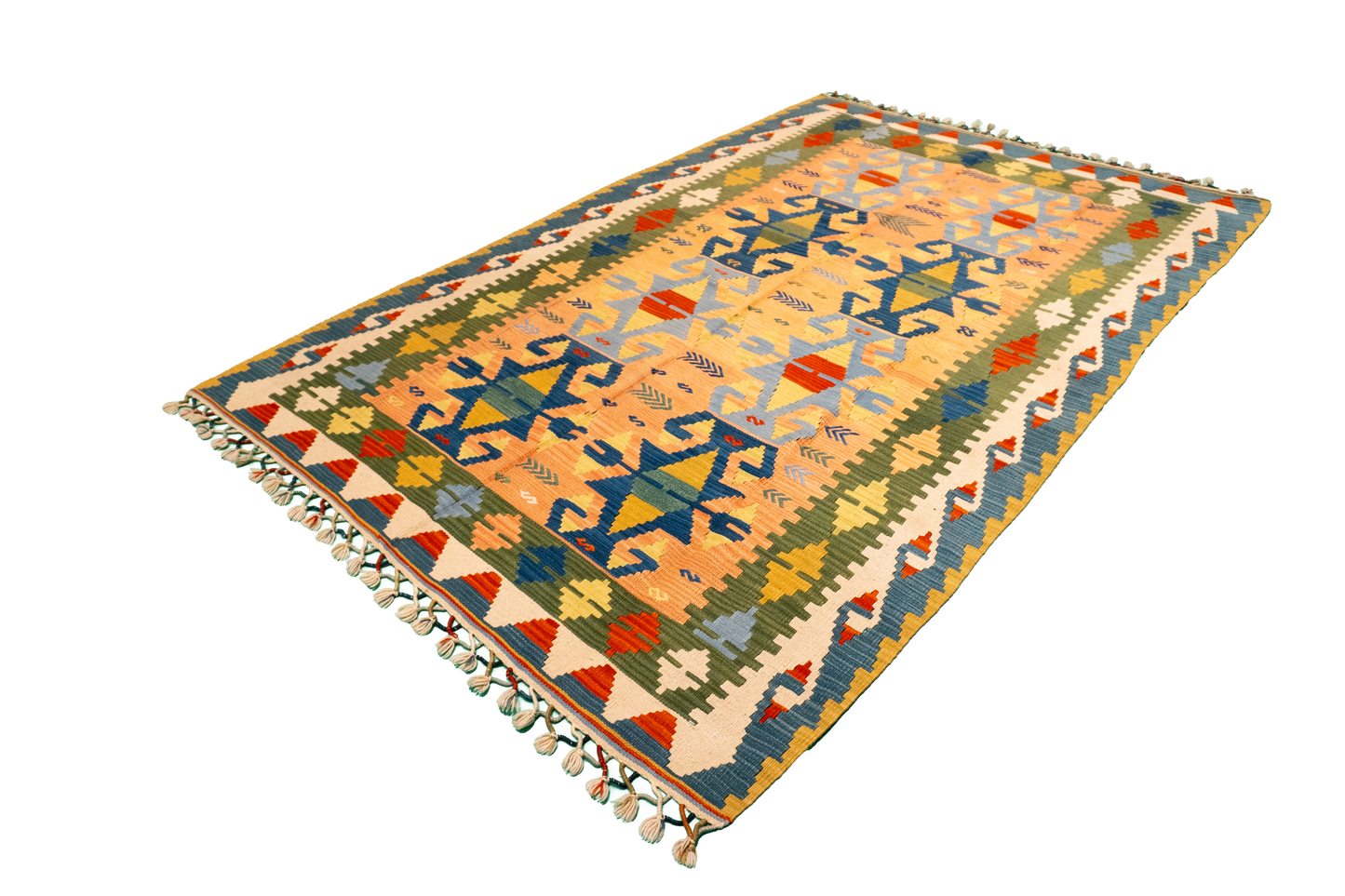 W 4.11 - L 7.7 - Kilim Fine All Over Rectangle - Finest Hand-Made Quality Wool - 26149