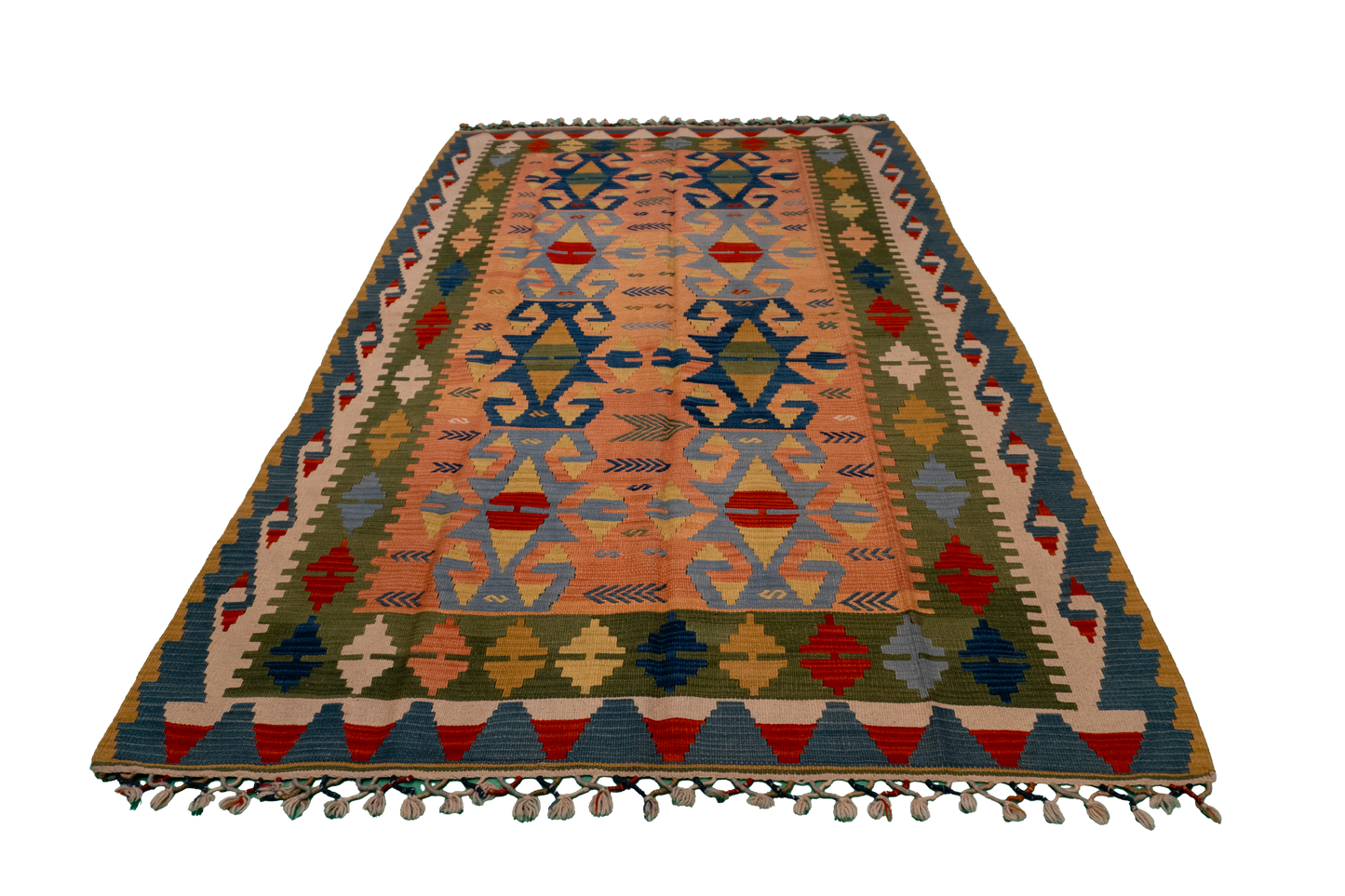 W 4.11 - L 7.7 - Kilim Fine All Over Rectangle - Finest Hand-Made Quality Wool - 26149