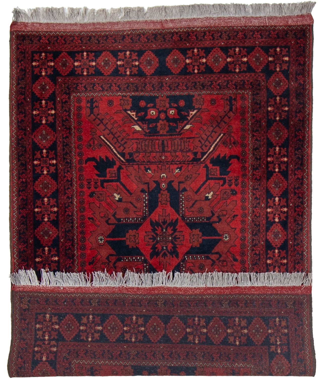 W 4.4 L 6.5 Khan 100% Wool Handmade All Over Geometric Design - 26258