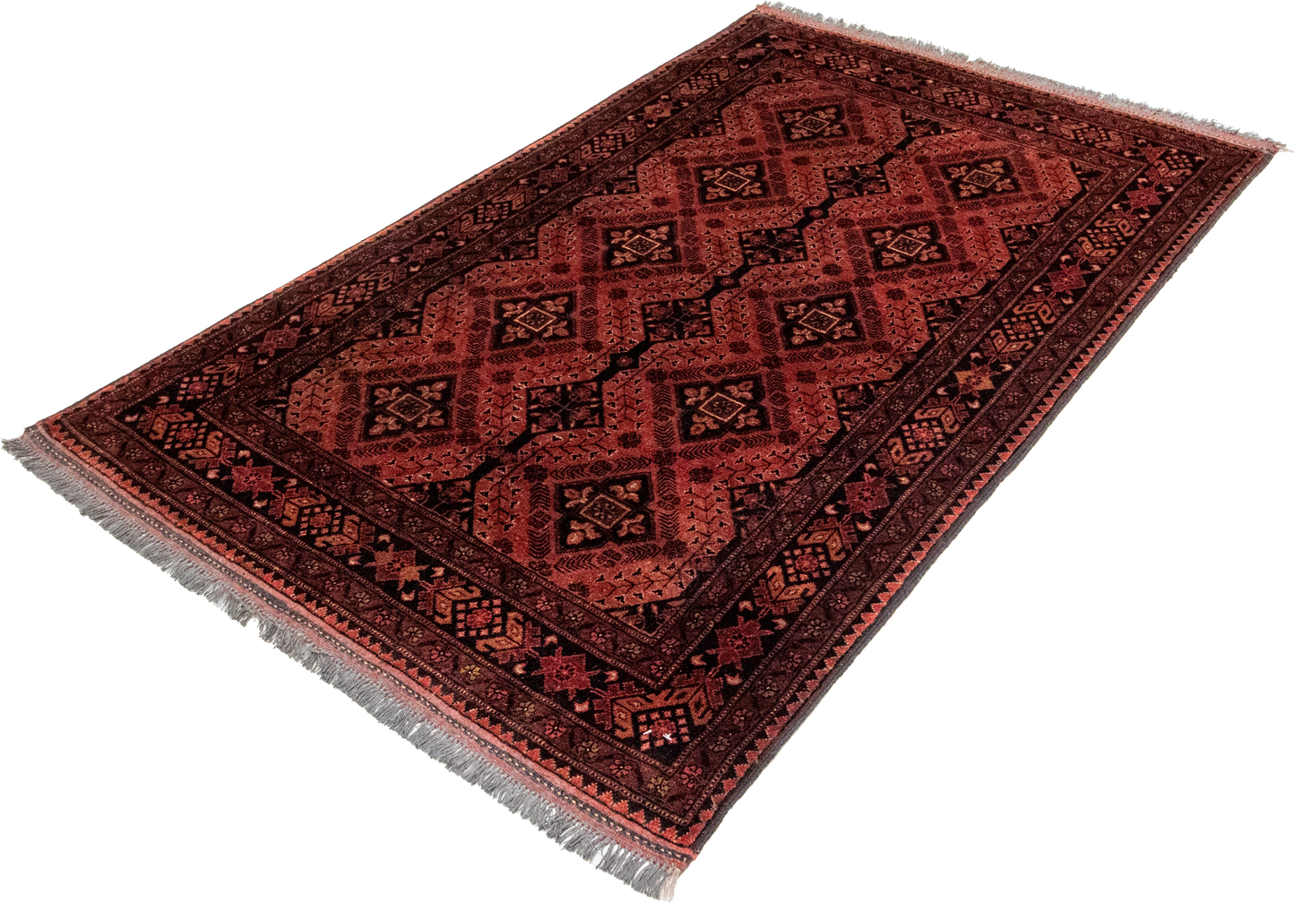 W 4.2 L 6.4 Kha Mohamadi 100% Wool Hand-Woven Geometric Design - 26261