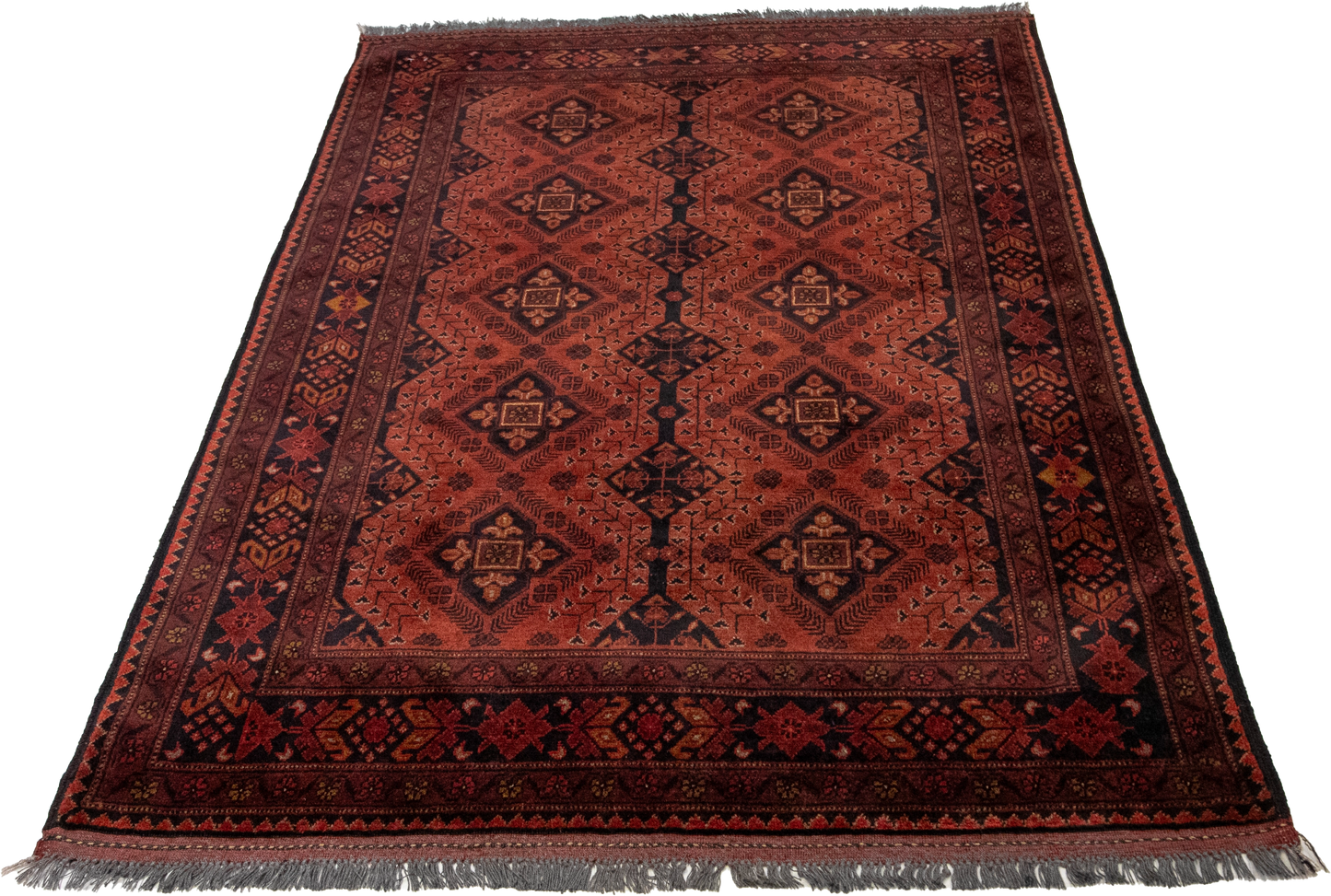 W 4.2 L 6.4 Kha Mohamadi 100% Wool Hand-Woven Geometric Design - 26261