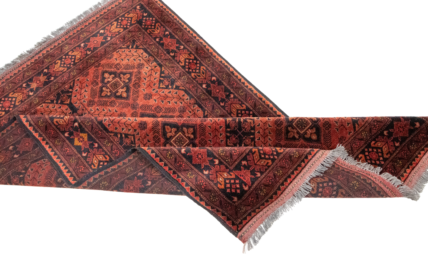 W 4.2 L 6.4 Kha Mohamadi 100% Wool Hand-Woven Geometric Design - 26261