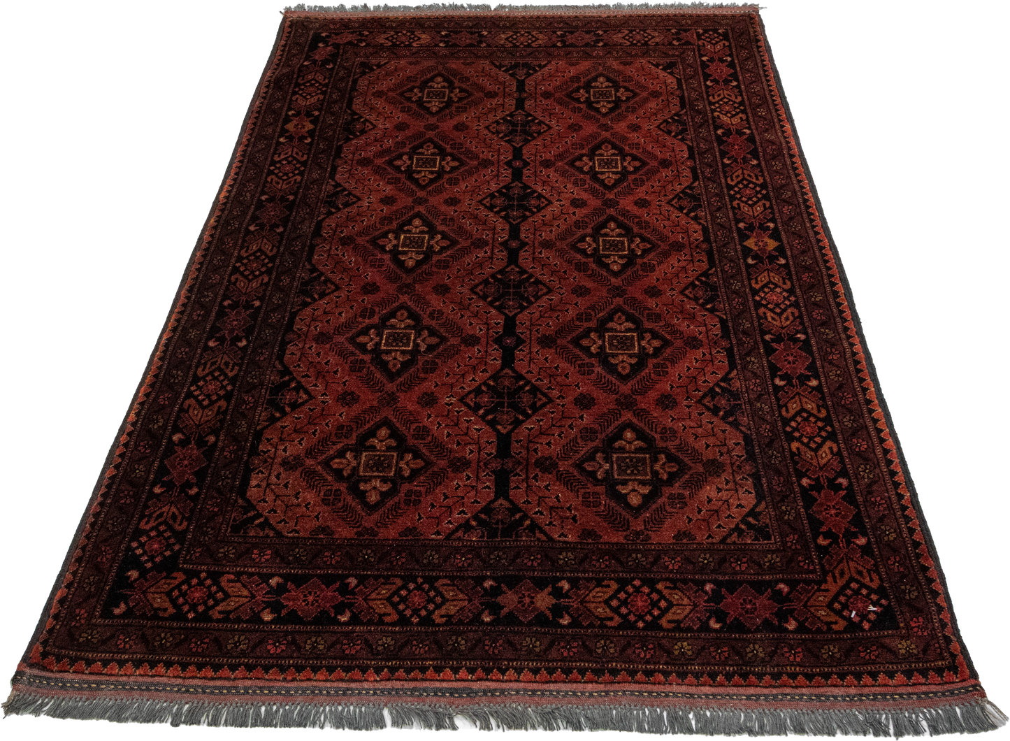 W 4.2 L 6.4 Kha Mohamadi 100% Wool Hand-Woven Geometric Design - 26261